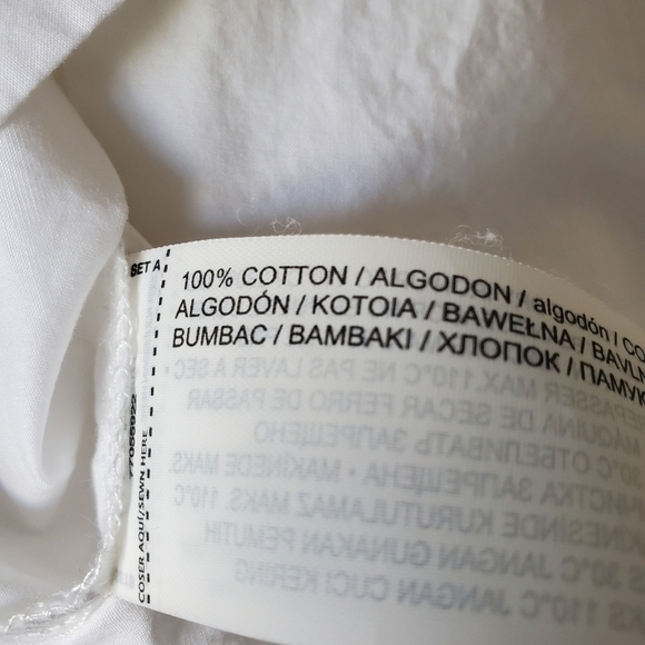 Mango MNG Ruffle Eyelet Lace Trim Blouse White Boho Prairie Women's Size 10 - Picture 8 of 9